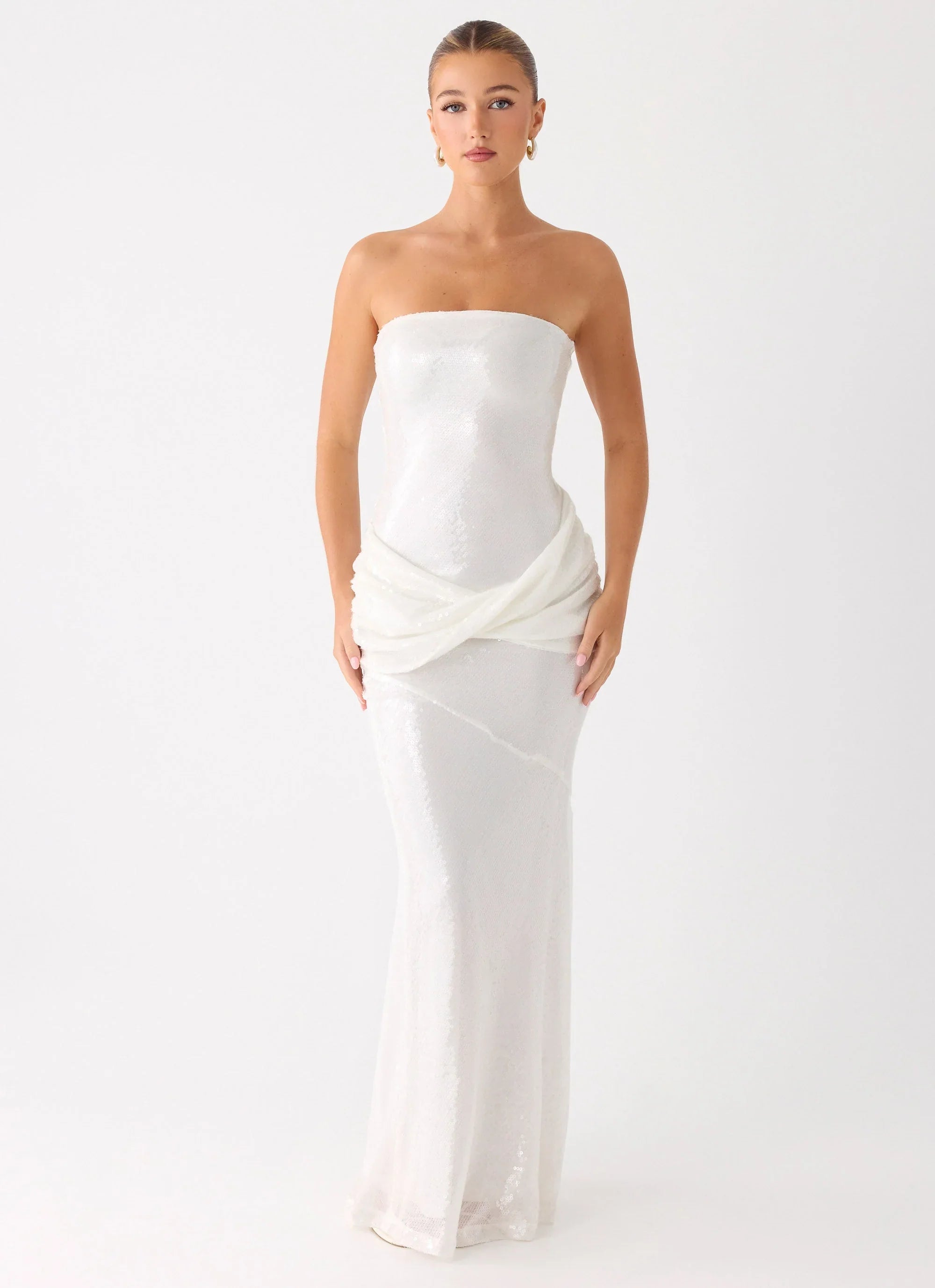 Anticipating Sequin Maxi Dress - White