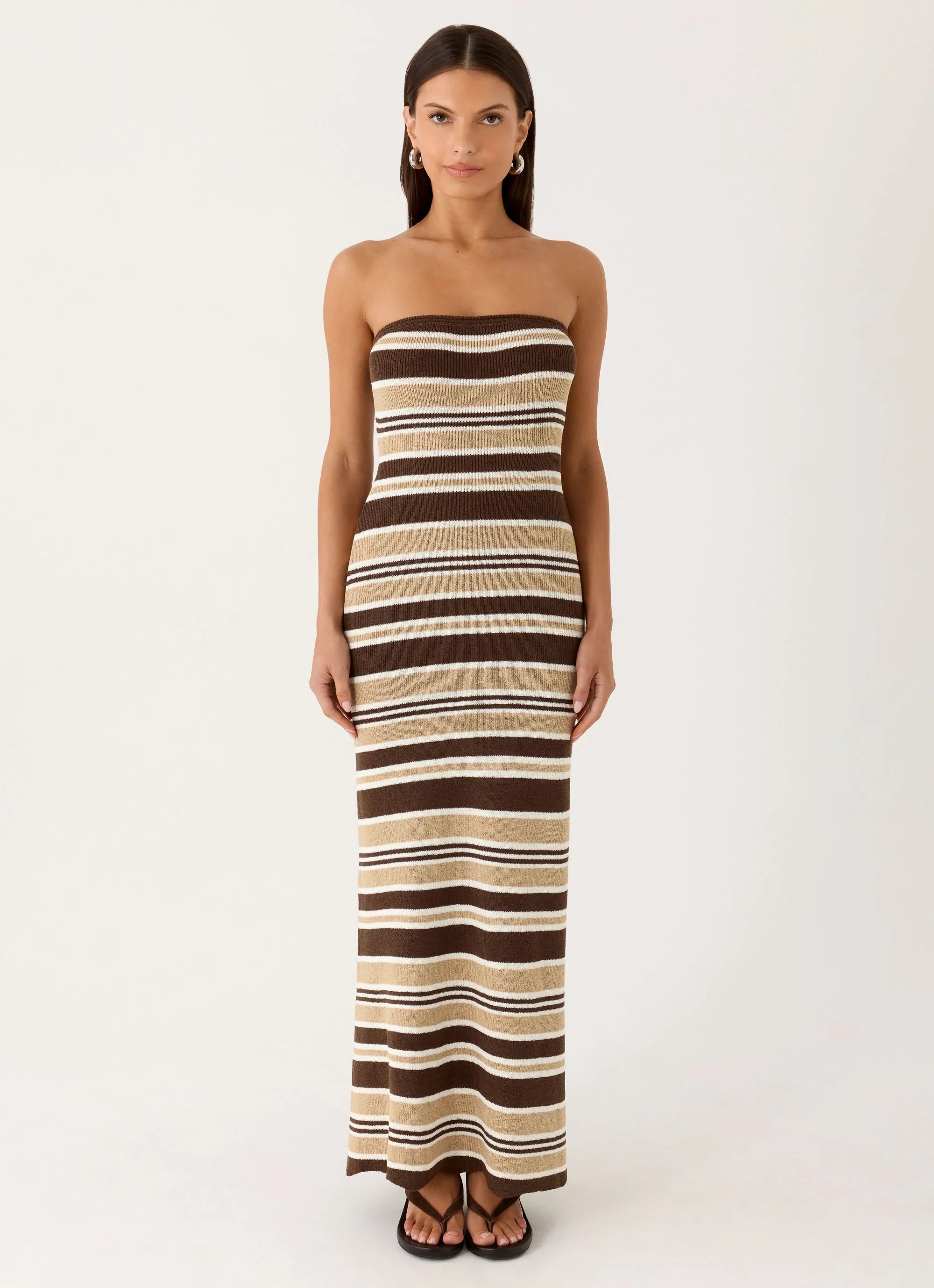 Antonie Knit Maxi Dress - Chocolate Olive Stripe