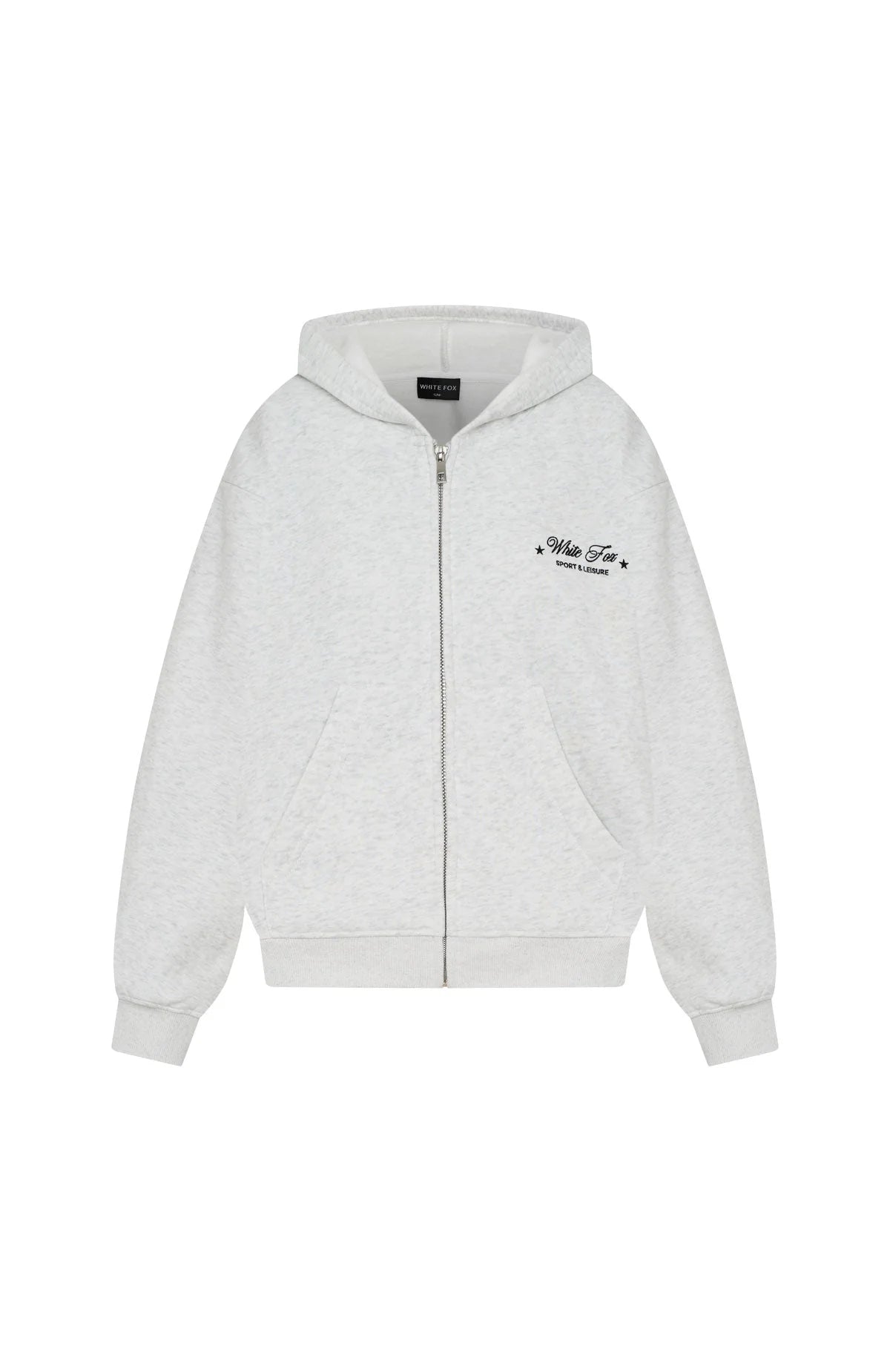 Just Try Again Boxy Zip Front Hoodie Grey Marle
