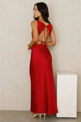 Satin Embrace Maxi Dress Red
