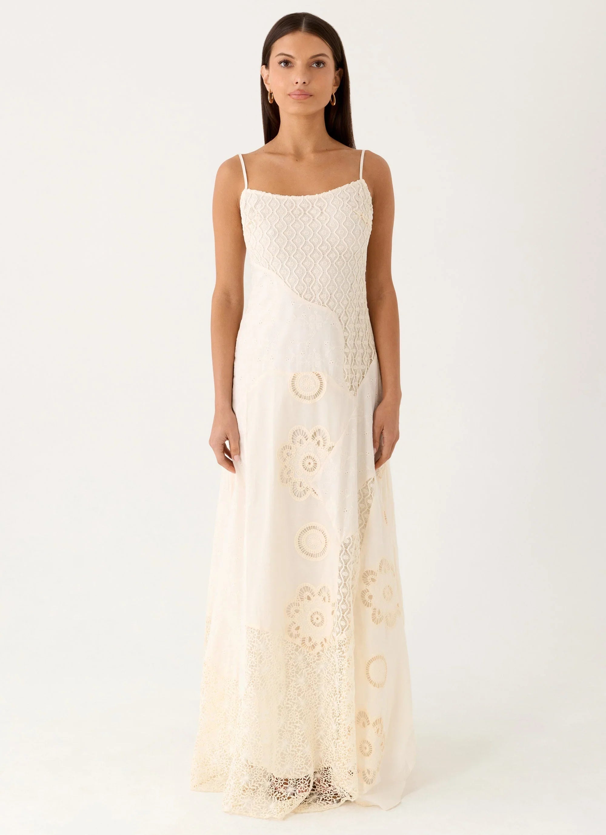 Fabienne Spliced Cotton Maxi Dress - Ivory