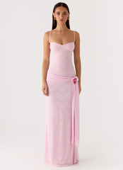 Natty Lace Mesh Maxi Dress - Petal Pink