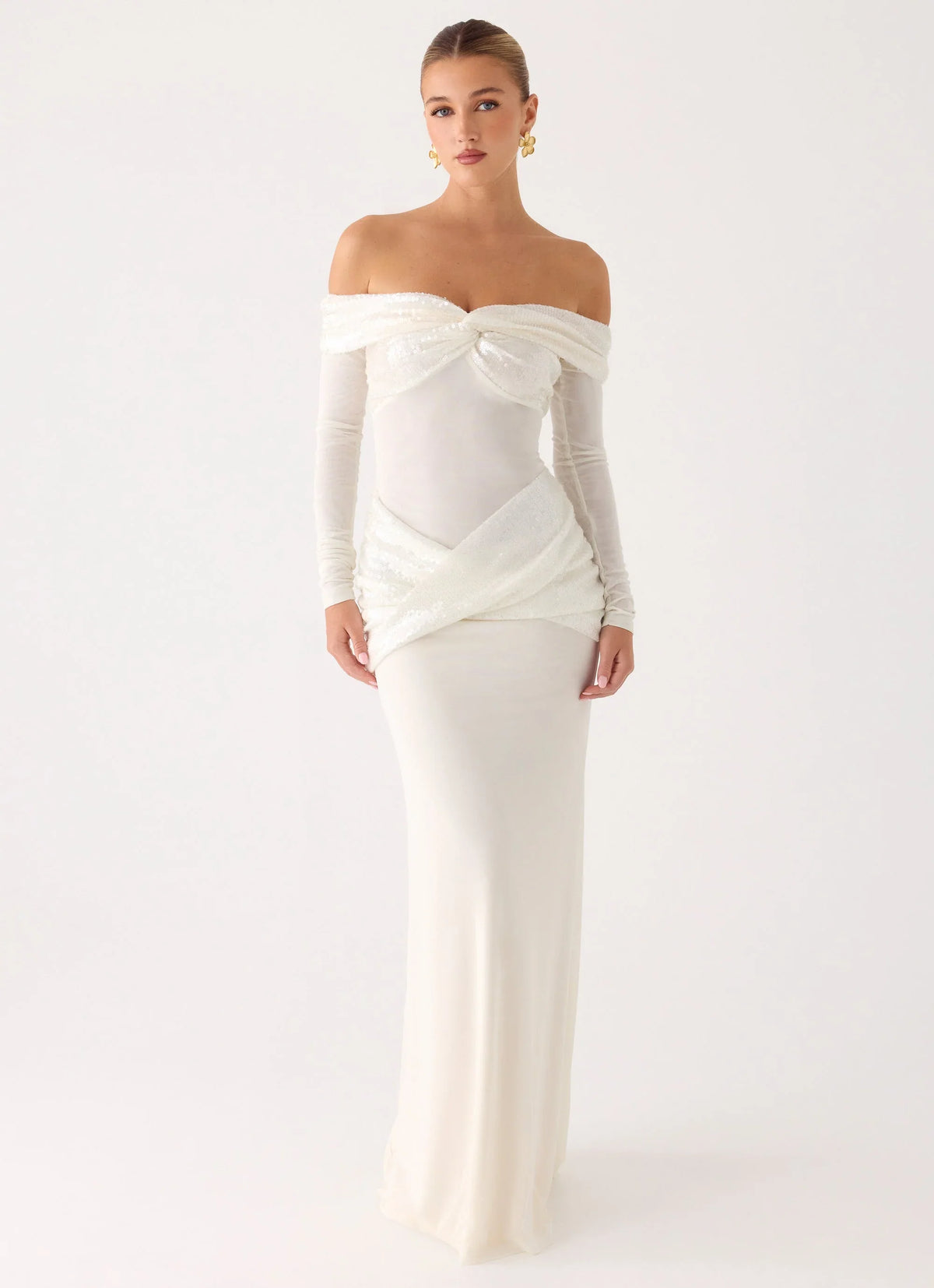 Over To You Sequin Maxi Dress - White
